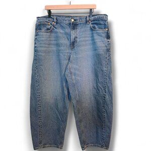 American Eagle Barrel Jeans Women's Size 16 Tapered Balloon Medium Wash Blue